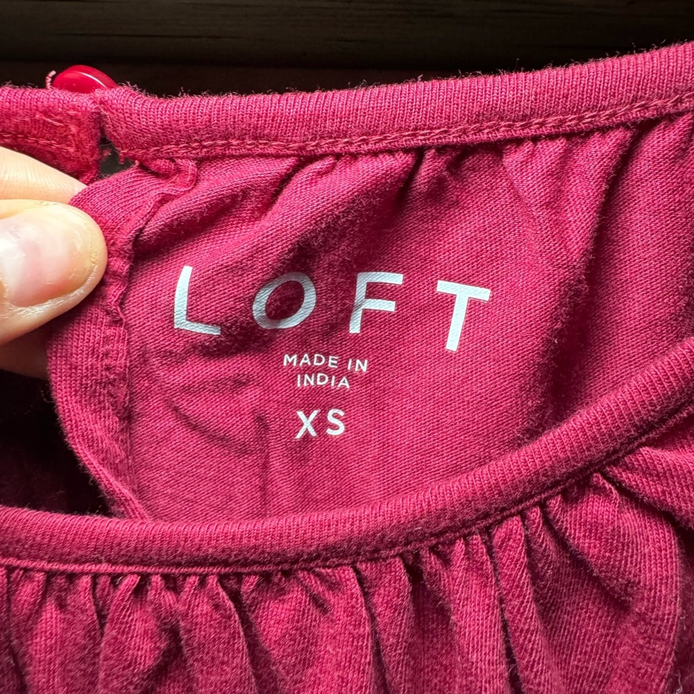 LOFT Ruffled Sleeveless Top in Deep Raspberry - Picture 4 of 6